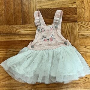 OshKosh Pink Bunny Overall Dress with Tulle Skirt
